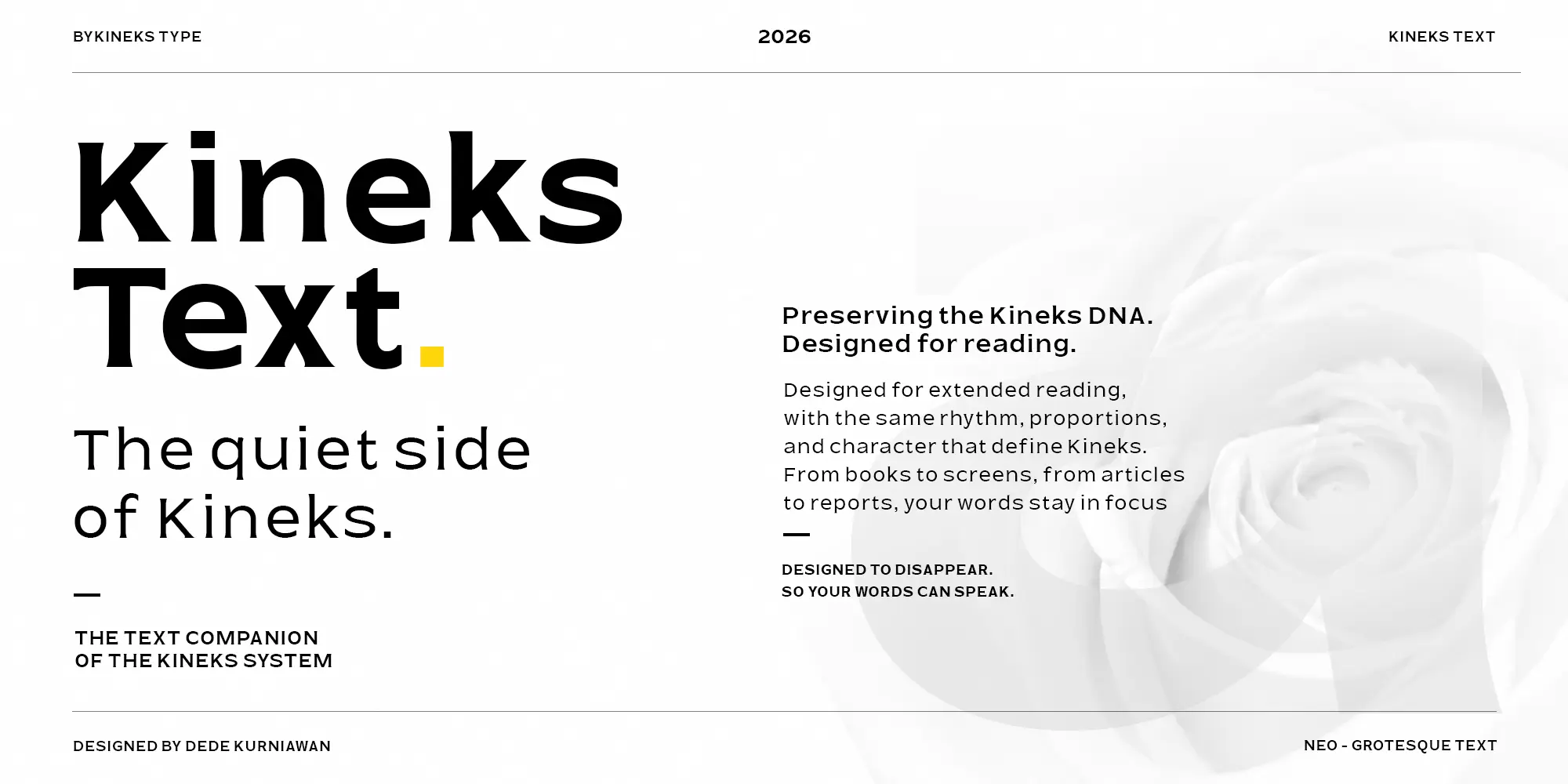 Kineks Text type system featuring 10 styles for extended reading